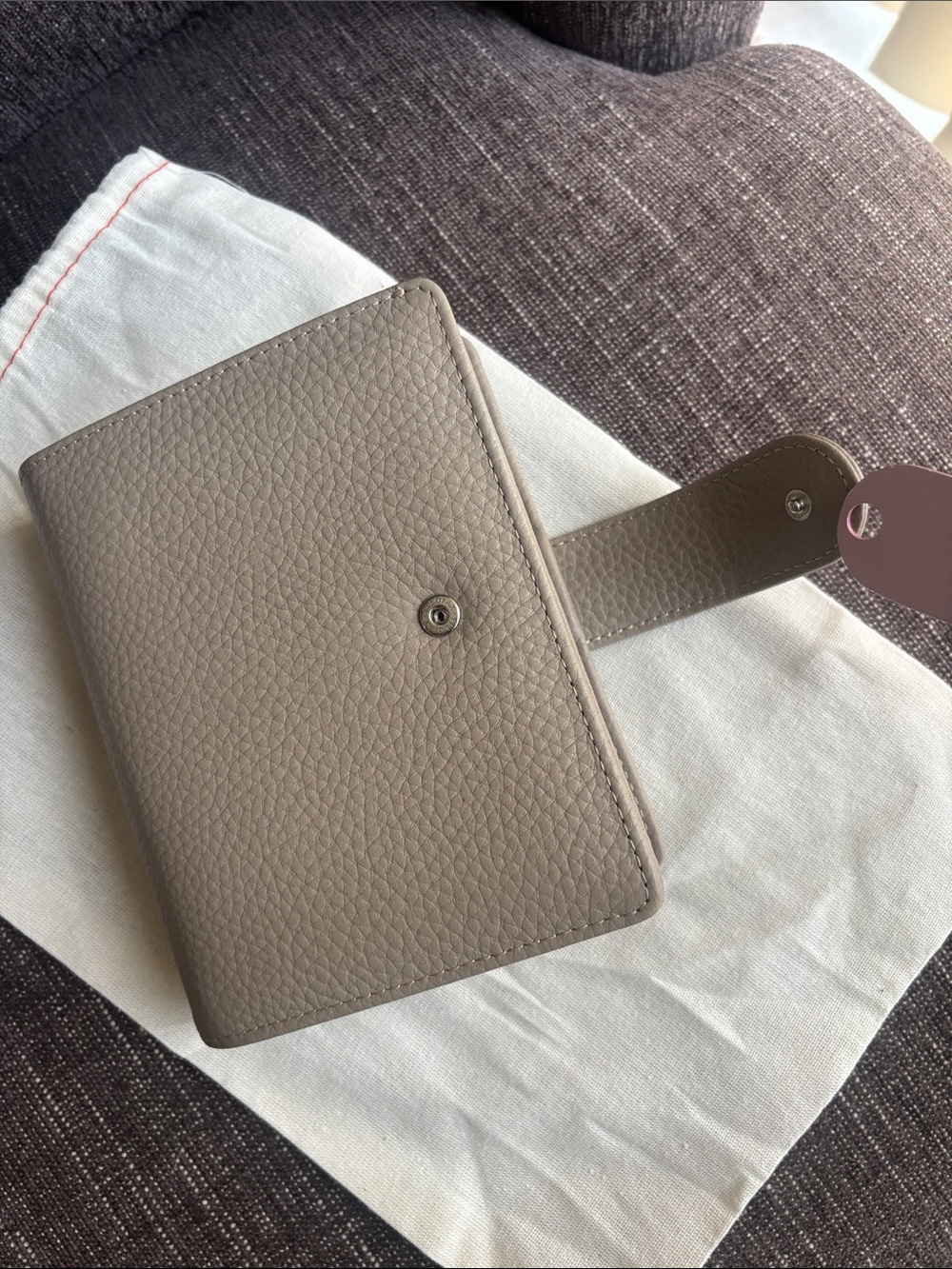 Filofax Pocket Rings Norfolk Leather Taupe Planner Notebook Cover Like New - Picture 7 of 15